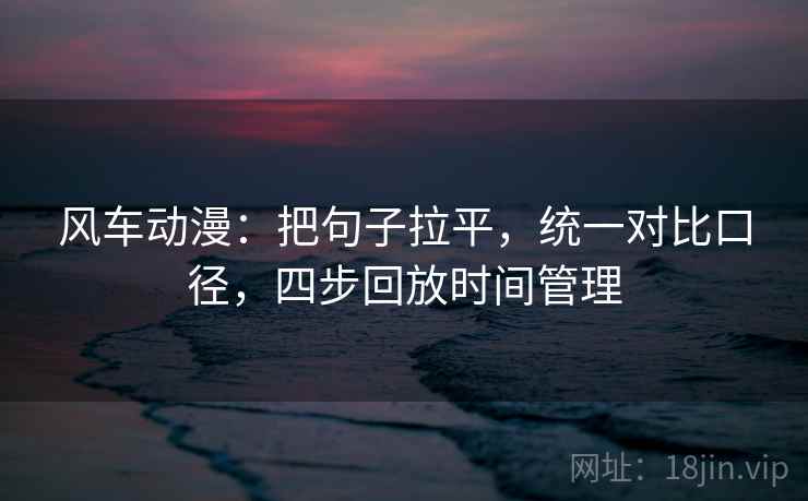 风车动漫:把句子拉平,统一对比口径,四步回放时间管理 风车动漫:把句子拉平,统一对比口径,四步回放时间管理